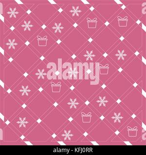 Muster der diagonale Streifen oder Linien in schönen Farben mit Schneeflocken und Geschenkboxen. Abstrakte Textur. grafik hintergrund Design. Stock Vektor