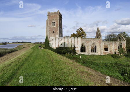 St Peter's zerstörte Kirche St. Peter Wiggenhall, Norfolk Moorlandzone England Großbritannien Stockfoto