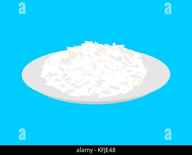 Basmati Reis Getreide in der Platte isoliert. Gesundes Essen zum Frühstück. Vector Illustration Stock Vektor