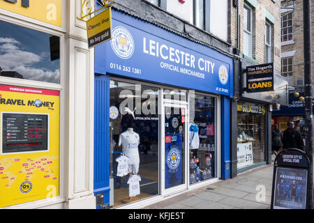 Leicester City Football Club offizielle Merchandise-Shop im Stadtzentrum, Leicestershire, East Midlands, Großbritannien Stockfoto