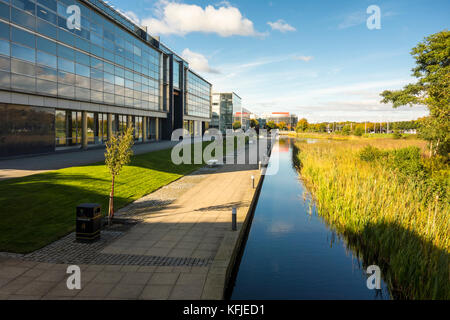 Edinburgh Park Business Park in South Gyle, Edinburgh, Schottland. Masterplan von Architekt Richard Meier. Stockfoto