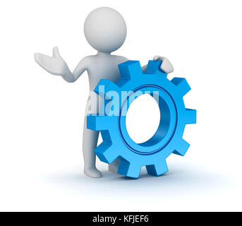 Der Mensch und das Zahnrad, computer generated Image. 3D-Render. Stockfoto