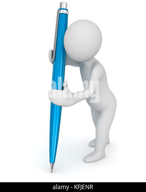 Mann hält einen Stift, computer generated Image. 3D-Render. Stockfoto