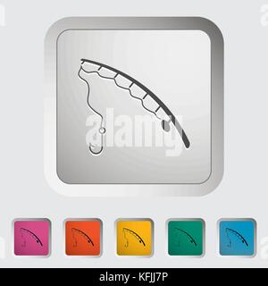 Angelrute. Einzelnes Symbol. Vektor-Illustration. Stock Vektor