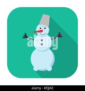 Schneemann. Einzelnen flachen Symbol auf der Schaltfläche. Vector Illustration. Stock Vektor