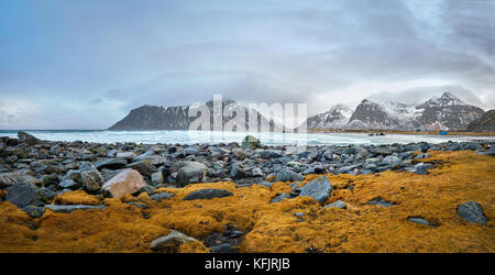 Felsige Küste von Fjord in Norwegen Stockfoto