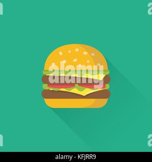 Hamburger Symbol mit langen Schatten. flat style Vector Illustration Stock Vektor