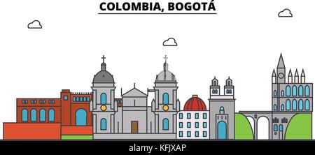 Kolumbien, Bogota Umrisse City Skyline, lineare Abbildung, Banner, Reisen, Sehenswürdigkeiten, Gebäuden Silhouette, Vektor Stock Vektor