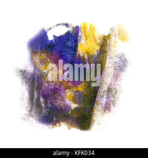 Makrogelb, Flieder, Schwarz, dunkelblauer Fleck Textur Isolat Stockfoto