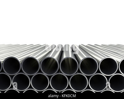 3D-Darstellung eines Stapel Rohre isoliert auf weißem Stockfoto