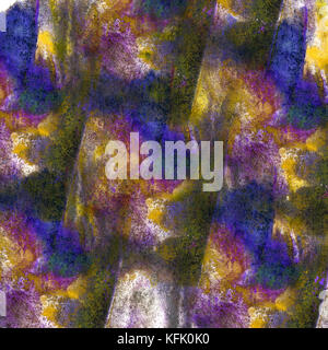 Makrogelb, Flieder, Schwarz, dunkelblauer Fleck Textur Isolat Stockfoto