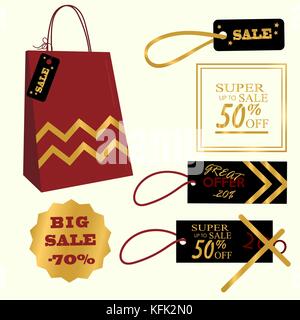 Sammlung von Verkauf Rabatt. original Banner, Etiketten, Tags, Embleme. verkauf, verkauf 50 70 Rabatt flache Design Vector Stock Vektor