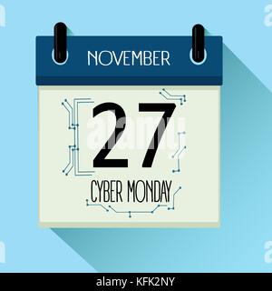 Cyber Monday 2017 Verkauf Kalender Hintergrund. 27. November Stock Vektor