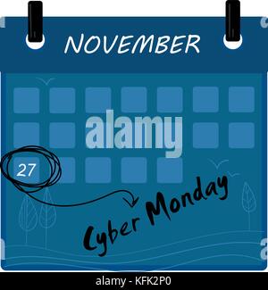 Cyber Monday 2017 Verkauf Kalender Hintergrund. 27. November Stock Vektor
