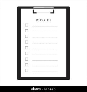 Schwarz Zwischenablage und Liste mit leeren Kontrollkästchen Vector Illustration zu tun. Umfrage Symbol, Checkliste Symbol Stock Vektor