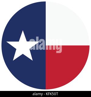 Runde Texas State Flag vektor Symbol auf weißem Hintergrund. usa Texas State Flag-Taste Stock Vektor
