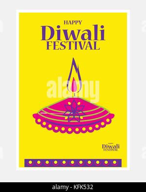 Vector Illustration diya Lampe leuchten bei Diwali Festival. happy Diwali. Grüße card Design, indische hinduistische Lichterfest "diwali Stock Vektor