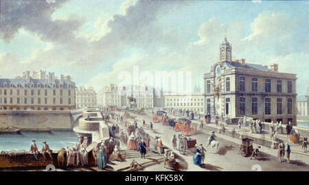 Jean-Baptiste Nicolas Raguenet Pont Neuf und dem La Samaritaine 18. Jahrhundert - Museum Carnavalet, Paris Stockfoto