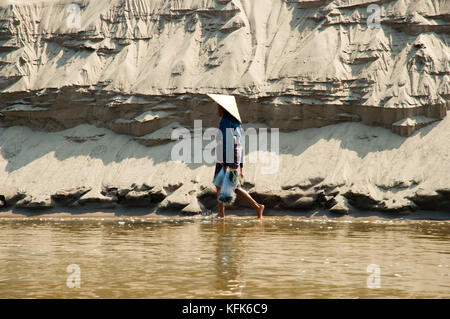 Sand Bar am Mekong - Laos Stockfoto