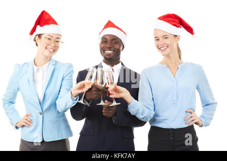 Büroangestellte auf der Weihnachtsfeier Stockfoto