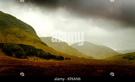 Stürmischen herbst Wetter in Glen Etive, Highlands von Schottland Stockfoto