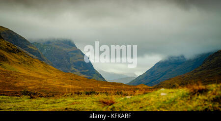 Stürmischen herbst Wetter in Glen Etive, Highlands von Schottland Stockfoto