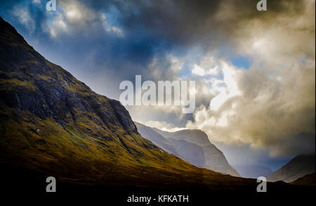 Stürmischen herbst Wetter in Glen etive, Highlands von Schottland Stockfoto