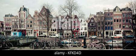 Amsterdam Canal Street View. Lange breite Banner Stockfoto
