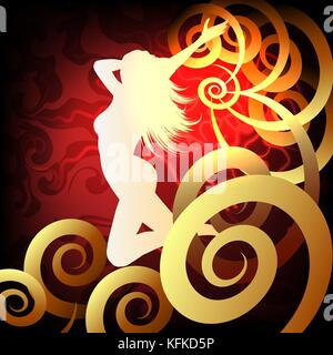 Ausführen von Frau auf bunte fantasy Hintergrund. Vector Illustration Stock Vektor