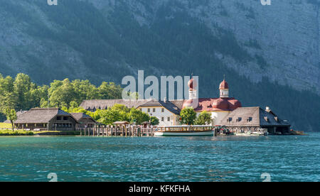 Wallfahrtskapelle St. Bartholomä, Schönau am Königssee, Nationalpark Berchtesgadener Land, Bayern, Deutschland Stockfoto