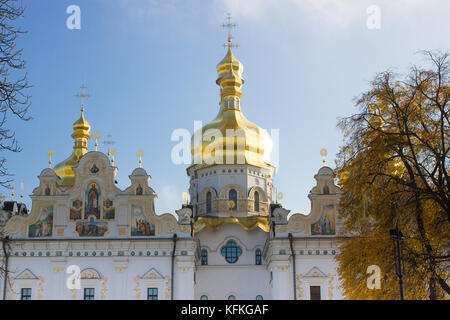 Die Kathedrale der Himmelfahrt der Jungfrau Maria oder die große Kirche - die Kathedrale Tempel von Kiew - Pechersk Lavra, die Begräbnisstätte der Kiewer Fürsten. Stockfoto