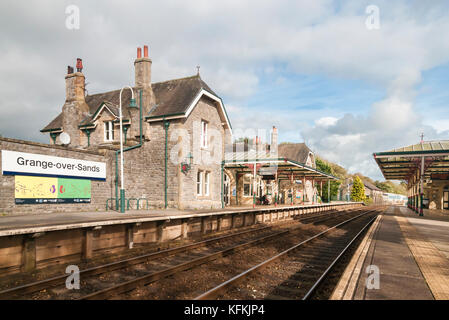 Grange-over-Sands Bahnhof, Lancashire, England Stockfoto