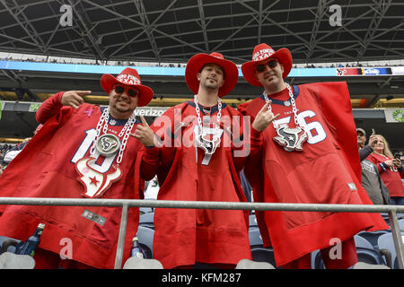 Oktober 29, 2017 - Seattle, Washington, USA - Houston Fans immer bereit für das Spiel als die Houston Texans die Seattle Seahawks für ein NFL Spiel im Century Link Feld in Seattle, WA. (Bild: © Jeff Halstead über ZUMA Draht) Stockfoto