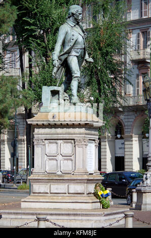 Statue von Pietro Micca, Heroischen Verteidiger von Turin, gegen die Franzosen im Jahre 1706. Stockfoto