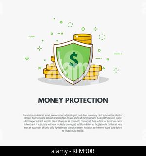 Goldene Münzen Schutz Stock Vektor