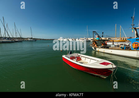 Der Hafen von Vieste, eine gemischte Gewerbe- und Pleasure Boat Harbour. Vieste und den Gargano Nationalpark. Italien. Stockfoto