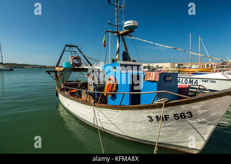 Der Hafen von Vieste, eine gemischte Gewerbe- und Pleasure Boat Harbour. Vieste und den Gargano Nationalpark. Italien. Stockfoto