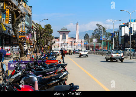 Durbar Marg Avenue und Narayanhiti Palace oder Neue Royal Palace, Kathmandu, Nepal Stockfoto