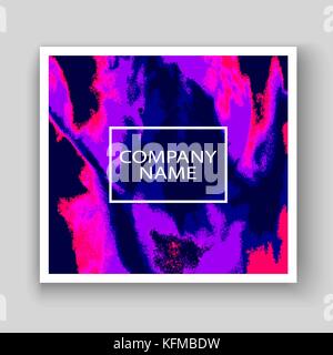 Neon marmortextur Explosion paint Splatter künstlerische Abdeckrahmen Design. Dekorative rosa splash Spray blauen Hintergrund. Trendy template vector Abdeckung R Stock Vektor