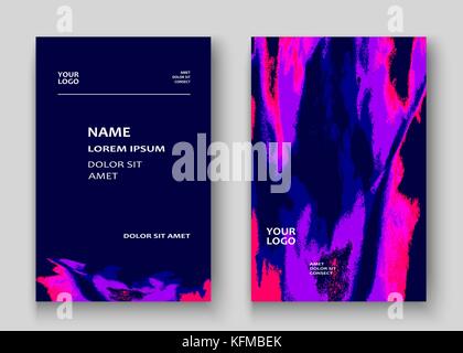Neon marmortextur Explosion paint Splatter künstlerische Abdeckrahmen Design. Dekorative rosa splash Spray blauen Hintergrund. Trendy template vector Abdeckung R Stock Vektor