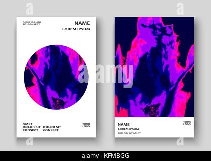 Neon marmortextur Explosion paint Splatter künstlerische Abdeckrahmen Design. Dekorative rosa splash Spray blauen Hintergrund. Trendy template vector Abdeckung R Stock Vektor