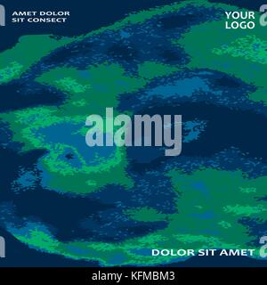 Neon marmortextur Explosion paint Splatter künstlerische Abdeckrahmen Design. Dekoratives grün splash Spray blauen Hintergrund. Trendy template vector Abdeckung Stock Vektor