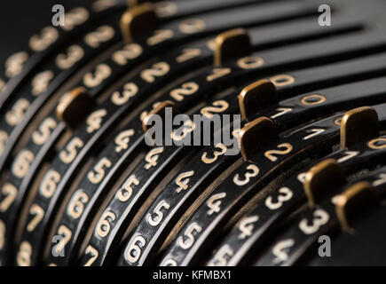 Details eines Schwarzen mechanischen Rechner aus dem 19. Jahrhundert Stockfoto