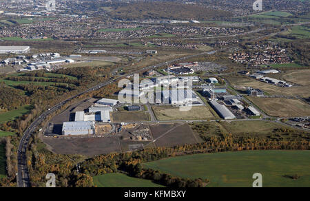 Luftaufnahme von Advanced Manufacturing Park, Catcliffe, Rotherham & Sheffield, Großbritannien Stockfoto