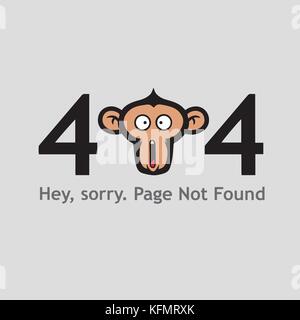 404 Seite nicht gefunden Mit Affengesicht schreien Illustration vektor Vorlage Stock Vektor