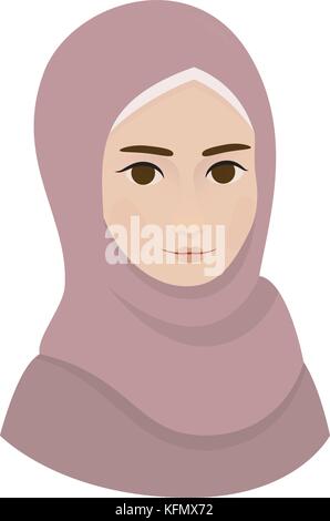 Portrait von muslimischen schöne Mädchen Frau im Hijab, Vector Illustration Stock Vektor