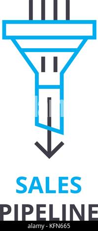 Sales Pipeline Konzept, Gliederung Symbol, lineare Zeichen, dünne Linie Piktogramm, Logo, Vektor, Abbildung Stock Vektor