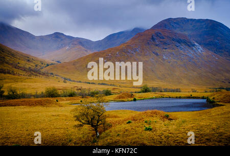 Stürmischen herbst Wetter in Glen etive, Highlands von Schottland Stockfoto