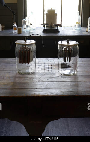 Battery Lab Raum 12 im Thomas Edison National Historical Park. West Orange, New Jersey, USA Stockfoto