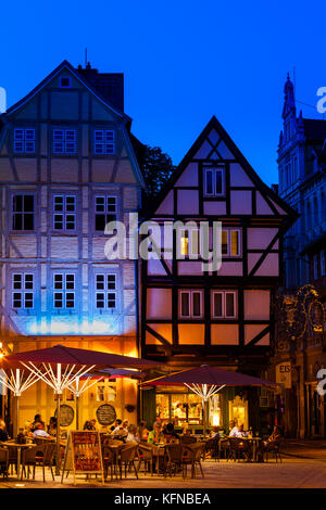 Welterbestadt Quedlinburg historischer Marktplatz bei Nacht Stockfoto